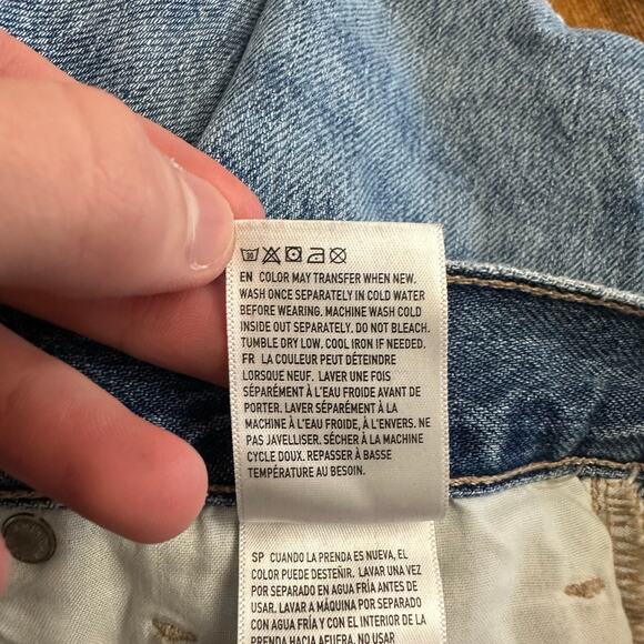 American Eagle Mom Jeans Women’s 10 Long Blue High Rise Distressed Ripped Knees - Picture 9 of 10